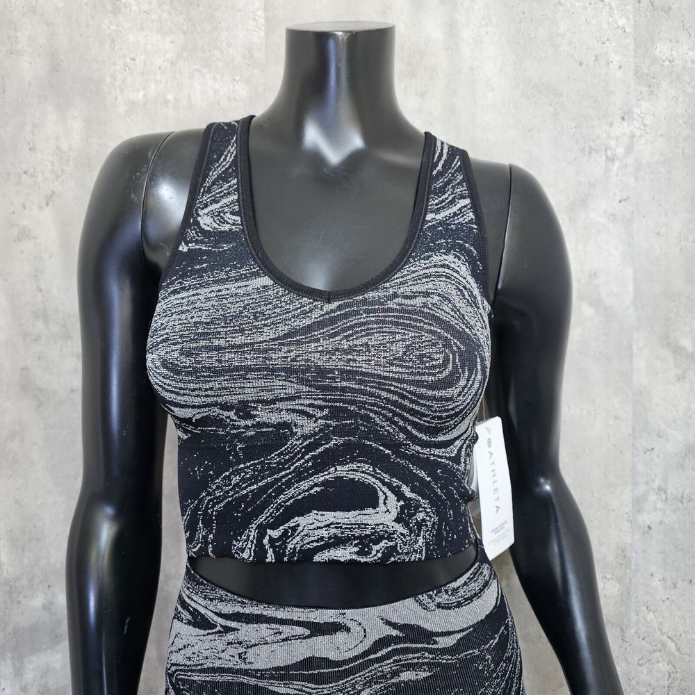 Athleta Womens XS Aurora Seamless Shine Metallic‎ Swirl Workout Set Tank & Pants - Picture 5 of 13